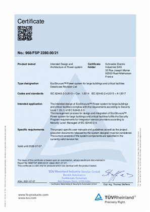 Imagen de ESXP Certificate - IEC 62443-3-3 Large & Critical Architecture