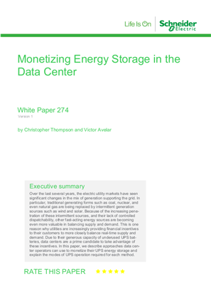 Image of Monetizing Energy Storage in the Data Center