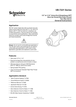 Image of VB-7221 Series 1/2” to 1-1/4” Union End (Straightway) NPT Stem Up Closed (Normally Closed) Two-Way Valves