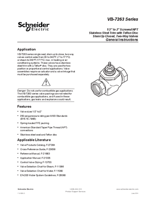 Imagen de VB-7263 Series 1/2” to 2” Screwed NPT Stainless Steel Trim with Teflon Disc Stem Up Closed, Two-Way Valves