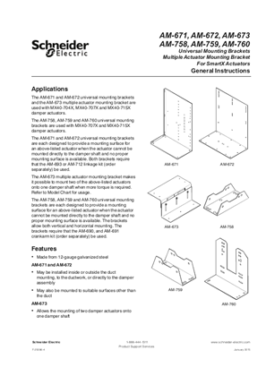 Image of AM-671, AM-672, AM-673, AM-758, AM-759, AM-760 Universal Mounting Brackets Multiple for SmartX Actuators