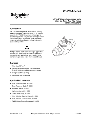 Imagen de VB-7214 Series 1/2 to 2 Union Sweat, Solder Joint Stem Up Open Two-Way Valves