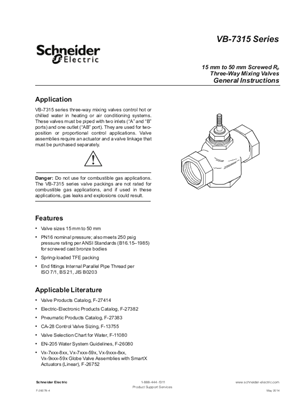 Image of VB-7315 Series 15 mm to 50 mm Screwed Rp Three-Way Mixing Valves