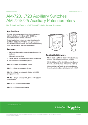 Imagen de AM-720, AM-721, AM-722, AM-723 Auxiliary Switches AM-724 and AM-725 Auxiliary Potentiometers for SmartX Actuators