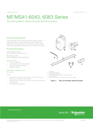 Image of MF41-6043/MS41-6043 Series, MF41-6083/MS41-6083 Series Non-spring Return, Direct Coupled SmartX Actuators