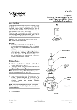 Image of AV-801 Adapter Kit for SmartX Actuators onto Johnson VG7000 Globe Valves