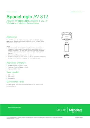 Image of AV-812 Adapter Kit Schneider Electric Forta Actuators to 2-1/2 to 6” VB-8xxx and VB-9xxx Series Valves
