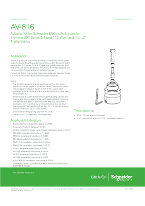 Imagen de AV-816 Siemens Adapter Kit Schneider Electric Actuators to Siemens 591 Series 3/4 and 1” Two‑Way and 1-1/4 to 2” Three‑Way Valves