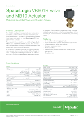 Image of SpaceLogic VB601R Valve and MB10 Actuator Motorized 6-port Ball Valve and 2-Position Actuator
