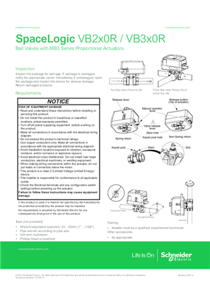 Image de SpaceLogic VB2x0R / VB3x0R Ball Valves with MB3 Series Proportional Actuators Installation Instructions