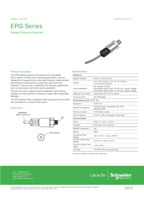 Imagen de EPG Series Gauge Pressure Sensors