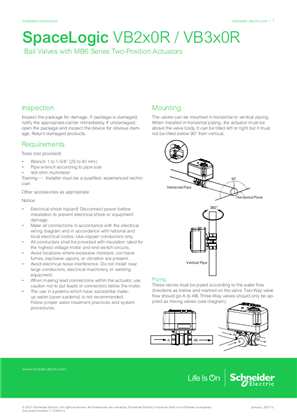 Image de SpaceLogic VB2x0R / VB3x0R Ball Valves with MB6 Series Two-Position Actuators Installation Instructions