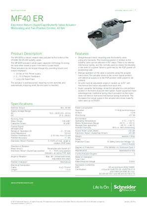 Image of MF40 ER Electronic Return (SuperCap) Butterfly Valve Actuator 40 Nm Specification Sheet