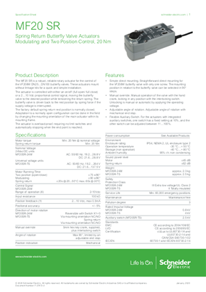 Image of MF20 SR Spring Return Butterfly Valve Actuators Specification Sheet