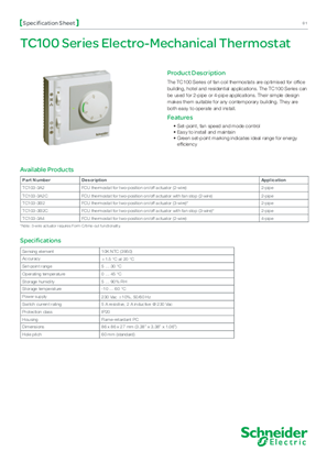 TC100 Series Electro-Mechanical Thermostat Other technical guide |  Schneider Electric