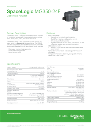 Image of SpaceLogic MG350-24F Globe Valve Actuator Specification Sheet
