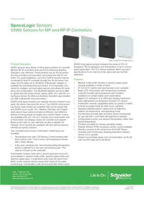 Image of SpaceLogic Sensors - SXWS Living Space Sensors for MP and RP IP Controllers - Specification Sheet