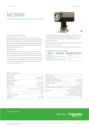 Image of MZ300S Terminal Unit and Zone Valve Actuators Specification Sheet