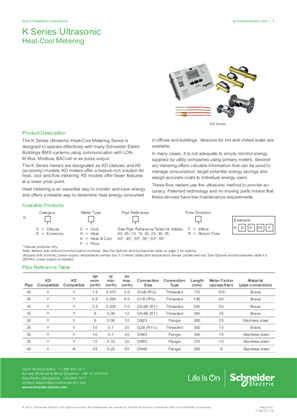 Image of K Series Ultrasonic Heat-Cool Metering Series - Quick Installation Instructions