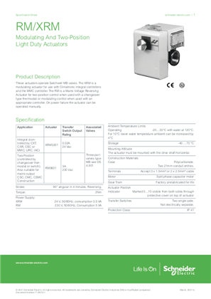 Image of RM XRM Rotary Shoe Valve Actuator Specification Guide