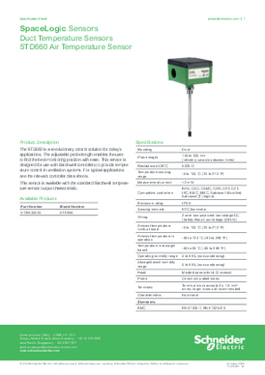 Billede af SpaceLogic STD660 Duct Air Temperature Sensors - Specification Sheet