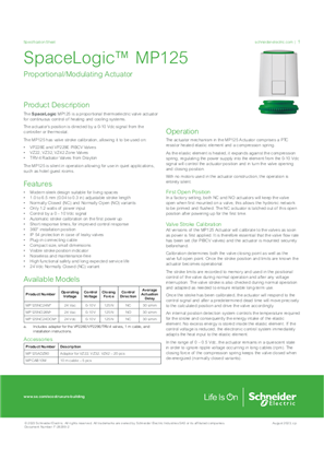 Image of SpaceLogic MP125 Proportional/Modulating Actuator Specification Sheet