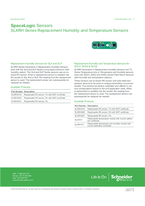 Image of SpaceLogic Sensors - SLXRH Series Replacement Humidity and Temperature Sensors: Specification Sheet