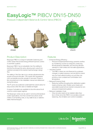 Image of EasyLogic PIBCV DN15-DN50 Valve Specification Sheet