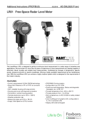 Image of LR01 Free-Space Radar Level Meter - Additional Instructions (PROFIBUS)