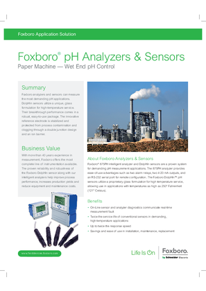 Afbeelding van Foxboro pH Analyzers & Sensors: Paper Machine — Wet End pH Control