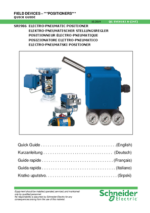 이미지 Quick Guide SRI986 Electro-Pneumatic Positioner