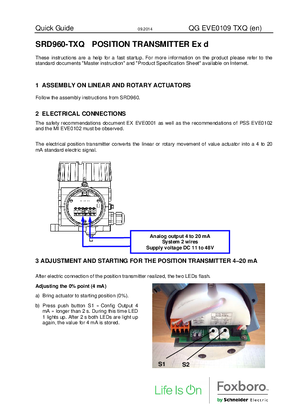 Image of SRI983 ELECTRO-PNEUMATIC POSITIONER EEx d / EXPLOSION PROOF Quick Guide