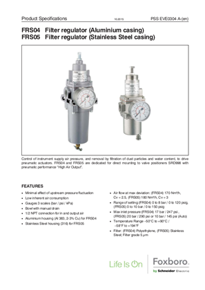 Image of FRS04 Filter regulator (Aluminium casing)FRS05 Filter regulator (Stainless Steel casing