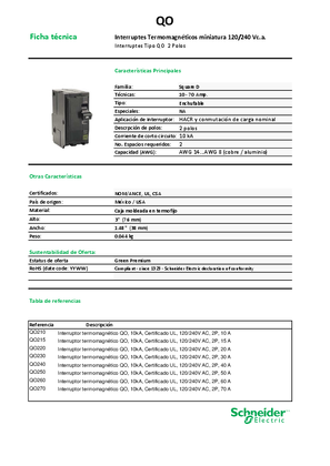 Imagen de Interruptor termomagnético QO 2 Polos