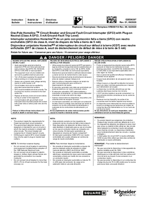 Image of One-Pole Homeline Circuit Breaker and Ground Fault Circuit Interrupter (GFCI) with Plug-on Neutral Installation Instructions