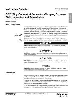 Image of QO Plug-On Neutral Connector Clamping Screws– Field Inspection and Remediation Instructions