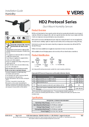 Image of HD2 Protocol Series, Duct Mount Humidity Sensors: Installation Instructions