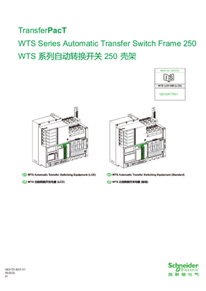 的映像 WTS 系列自动转换开关 250 壳架说明书
