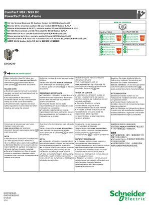 的映像 ComPacT NSX, PowerPacT H-, J-, L-Frame - 适用于 BSCM Modbus SL/ULP 的 24 Vdc 端子块和 SD 辅助触点 - 说明页