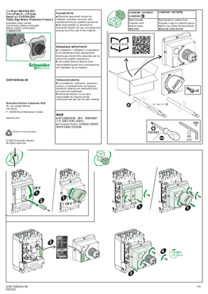 Image of ComPact NSX100-250, PowerPact H-, J-Frame, EasyPact CVS100-250, and TeSys Giga Motor Protection Frame 5 -Extended rotary handle - Instruction Sheet