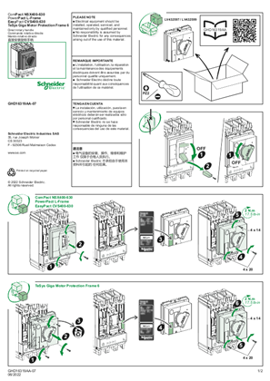 Imagen de ComPact NSX400-630, PowerPact L-Frame, EasyPact CVS400-630, TeSys GV6 - Mando rotativo directo - - Hoja de instrucciones