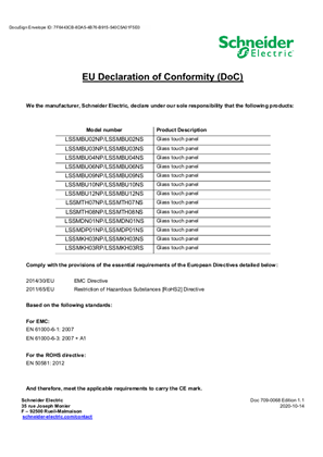Gambar dari EU Declaration of Conformity: Glass Touch Panel Modbus