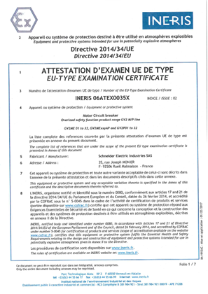 ATEX certification GV2 Schneider Electric