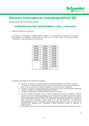 Imagen de Garantía Interruptores Termomagnéticos QO CAM