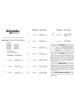 Image of SpaceLogic Glass Touch Panels Modbus LSSM Installation Instructions