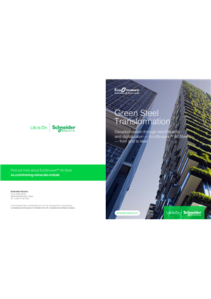 Image of Green Steel transformation schneider-electric.com decarbonization through electrification and digitalization - EcoStruxure™ for Steel - from grid to steel