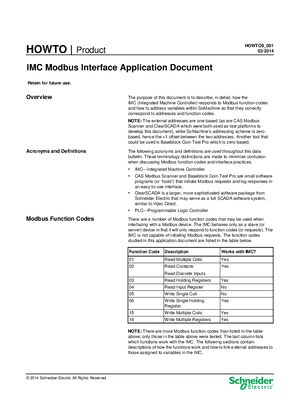 Image of IMC Modbus Interface Application Document