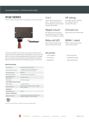 Image of H120 Series SPST Status Relay with Integral Current Switch - Specification Sheet