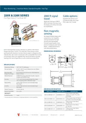 Image of 220x and 228x Series Insertion Flow Meter, Standard Impeller/Hot Tap - Specification Sheet