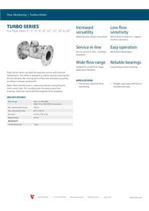 Bild von Turbo Series Turbine Flow Meter - Specification Sheet